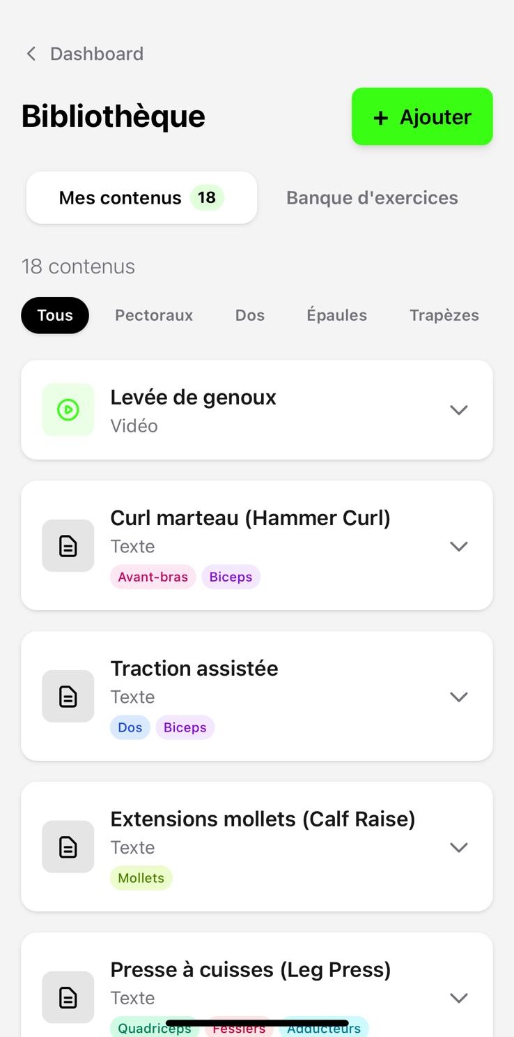 L'exercice apparaît dans ta bibliothèque.