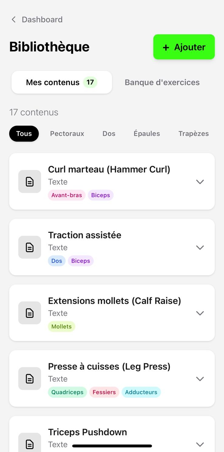 Depuis l'écran « Bibliothèque » clique sur « Ajouter » en haut.